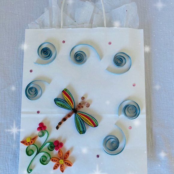 Quilling dragon-fly gift bag - Picture 2 of 3